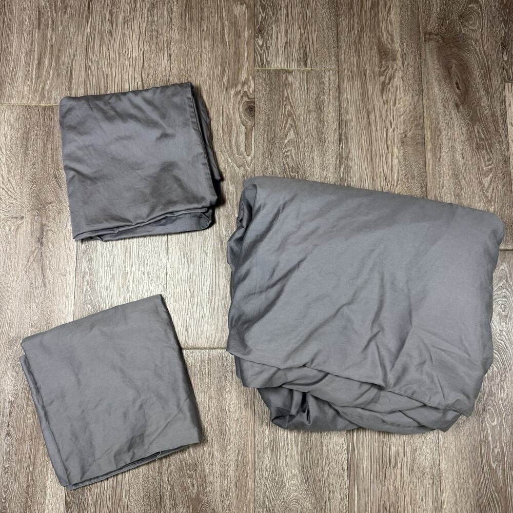 Brooklinen Classic Percale Duvet Cover Set King Cotton With 2 Pillow Cases Gray
